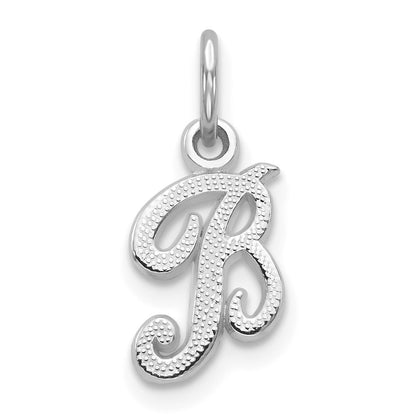 14K White White Gold Casted Script Letter B Initial Charm