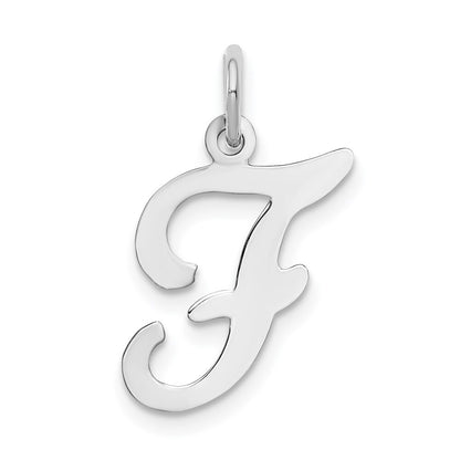 14k White Gold Script Letter F Initial Charm Pendant for Women