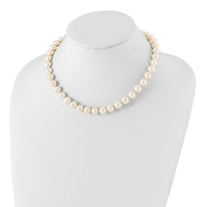 Sterling Silver Rhodium-plated 9-10mm White Cultured Pearl Necklace 18"
