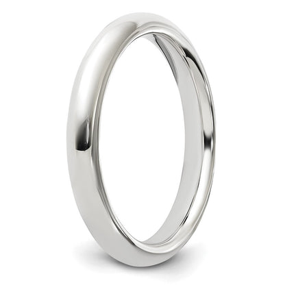 Sterling Silver Rhodium-plated 3mm Comfort Fit Band
