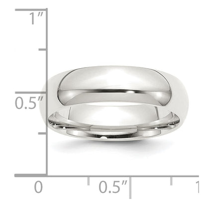 Sterling Silver 6mm Comfort Fit Size 9 Band