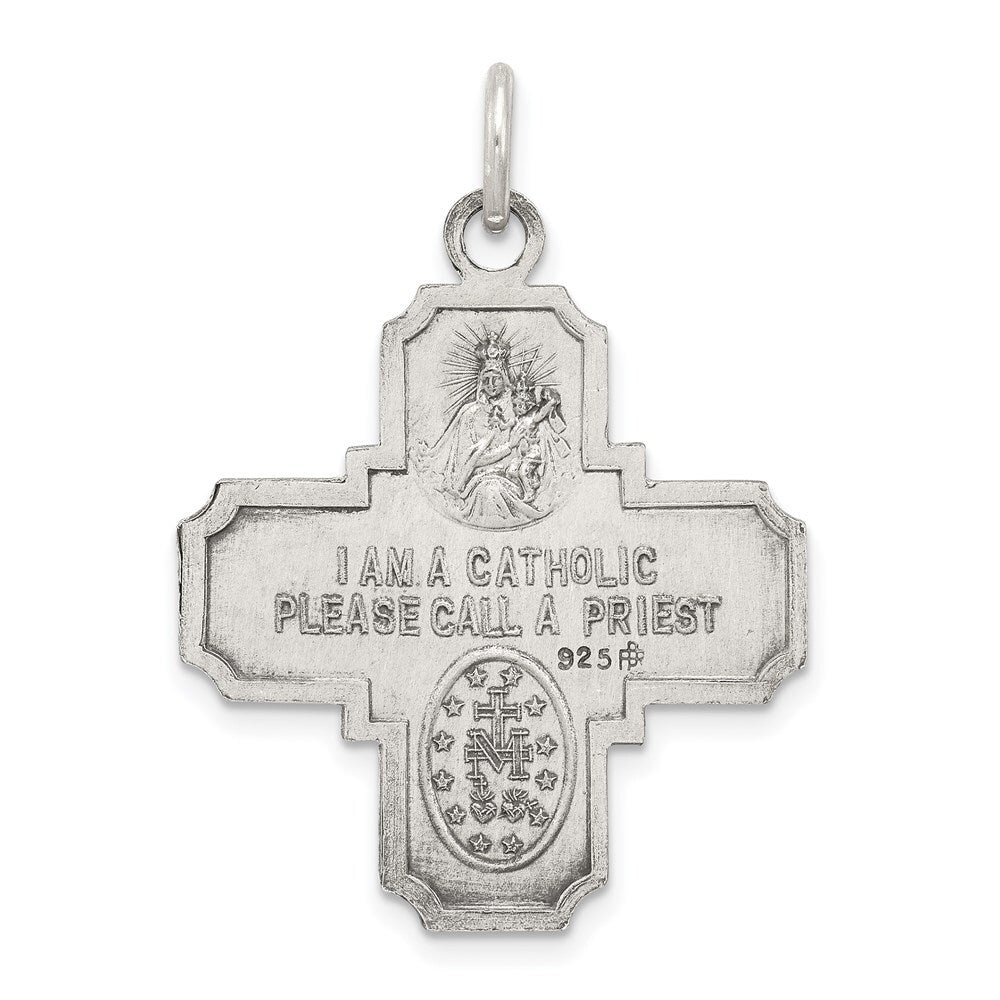 Sterling Silver Antiqued 4-way Medal Pendant Holiday Gift for Women