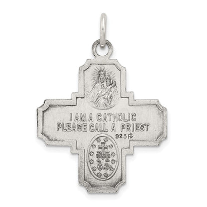 Sterling Silver Antiqued 4-way Medal Pendant Holiday Gift for Women