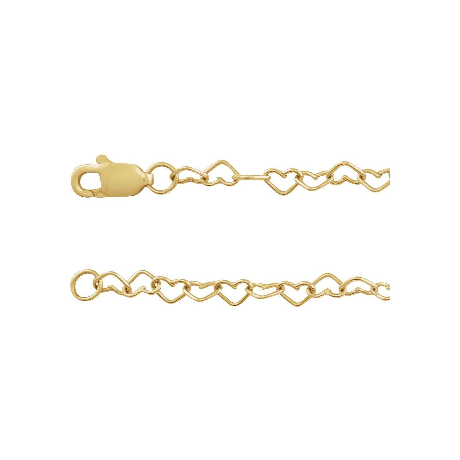 14k Yellow Gold 3.2 mm Heart 18" Chain Necklace Fine Gift for Women