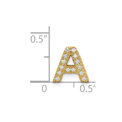 14k Yellow Gold Diamond Letter A Initial Charm Pendant