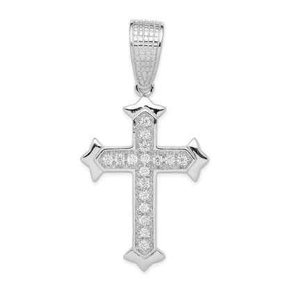 Sterling Silver Rhodium-plated Cubic Zirconia Cross Pendant