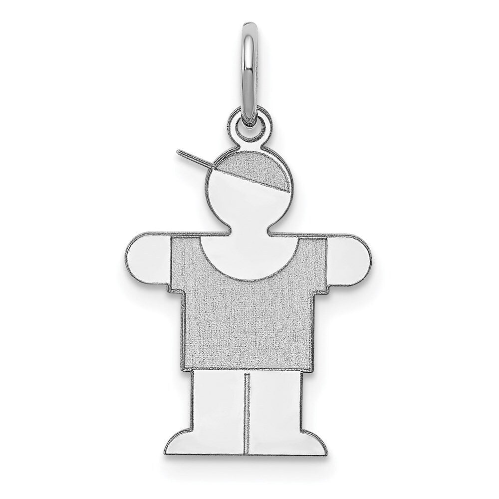 14k White Gold Kid Charm Pendant for Women