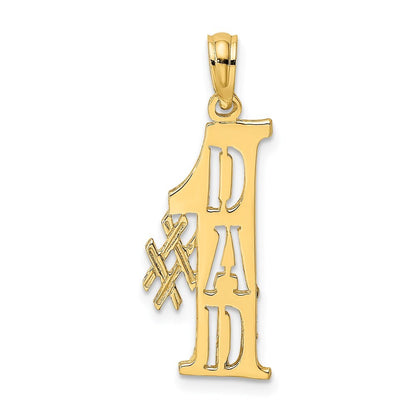 14k Yellow Gold #1 DAD Cut-out Vertical Charm Pendant for Women