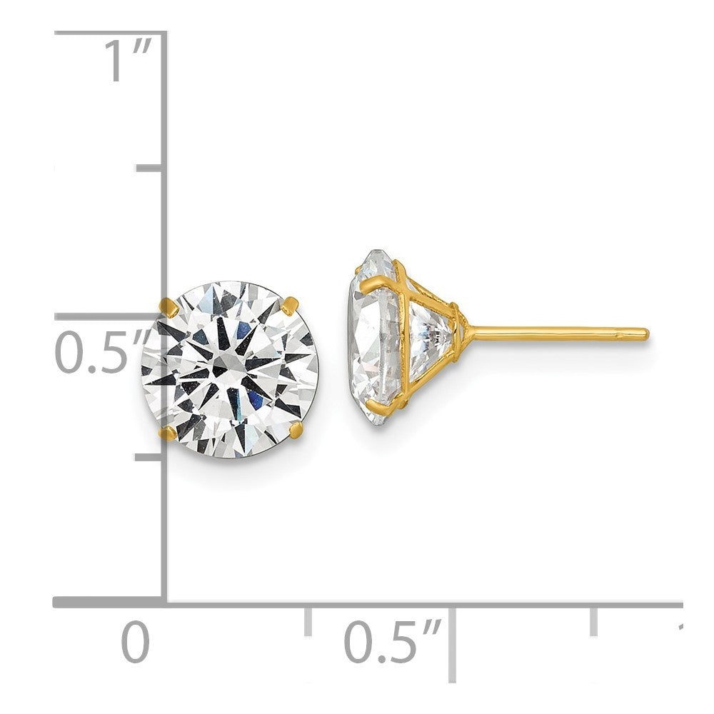 14k Yellow Gold Polished 8.00mm Round CZ Stud Earrings
