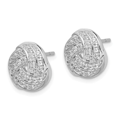 14k White Gold Diamond Love Knot Stud Earrings