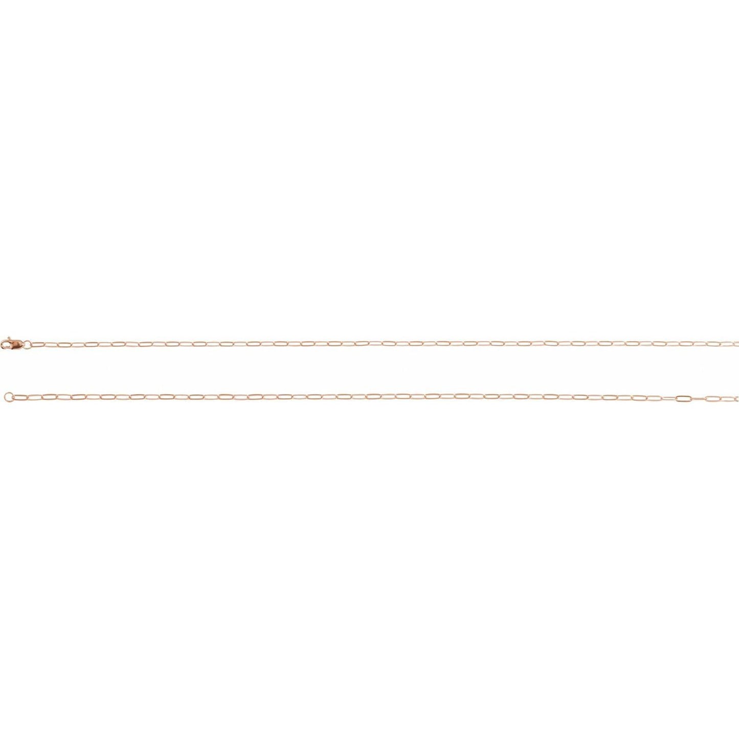 14k Rose Gold 2.1 mm Paperclip 16" Chain Necklace Fine Gift for Women