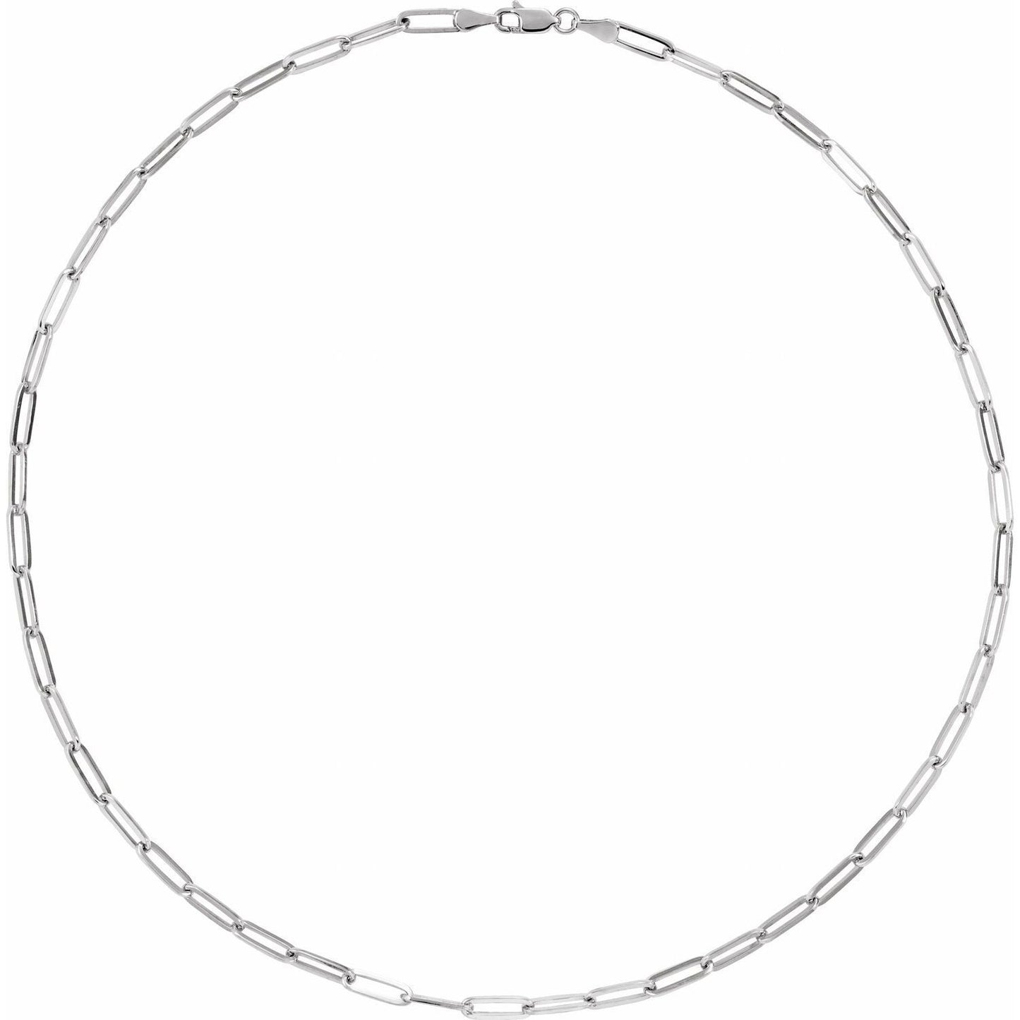 14k White Gold 3.85 mm Paperclip 18" Chain Necklace Fine Gift for Women