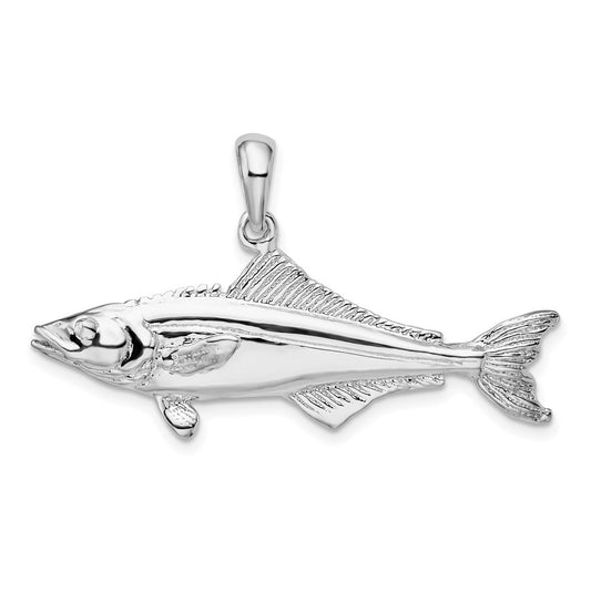 Sterling Silver Rhodium-Plated Polished 3D Cobia Fish Pendant