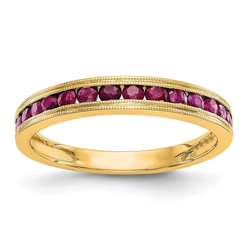 14K Yellow Gold Yellow Gold Ruby Complete Channel Band Size 7