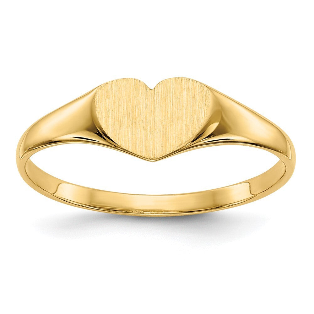 14K Yellow Gold 6.0x7.5mm Closed Back Heart Signet Ring