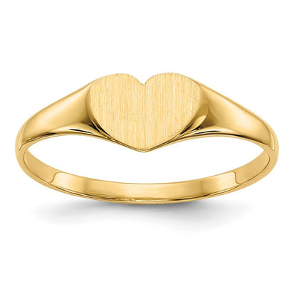 14K Yellow Gold 6.0x7.5mm Closed Back Heart Signet Ring