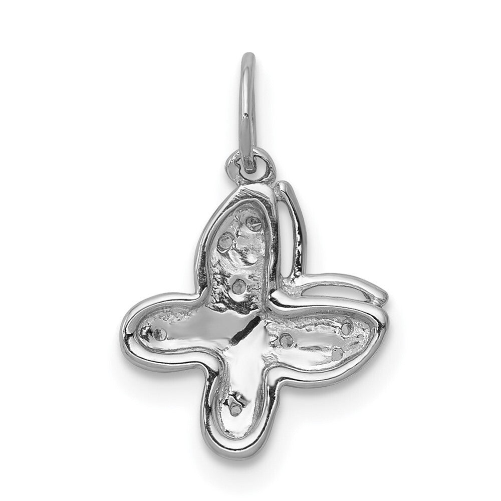 14k White Gold Diamond Butterfly Charm Pendant for Women