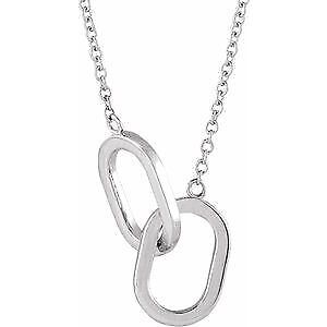 14k White Gold Interlocking Link 18" Necklace