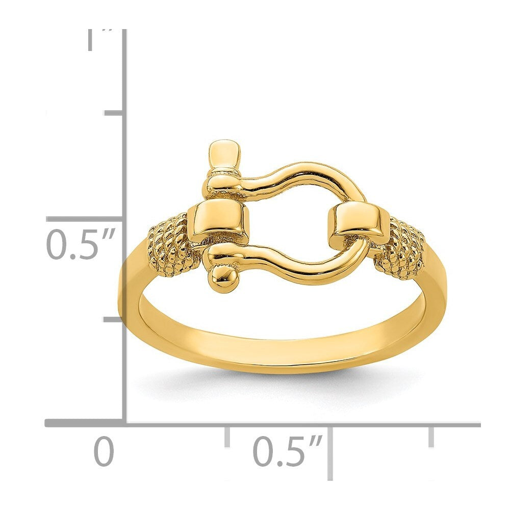 14K Yellow Gold Shackle w/ Rope Edge Ring Size 7