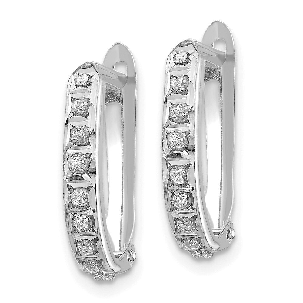 14k White Gold Diamond Fascination Hoop Earrings Gift for Women