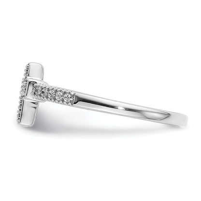 14k White Gold Polished Diamond Cross Ring Size 7