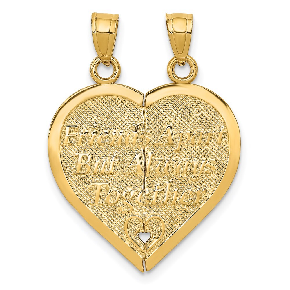 14k Yellow Gold Reversible FOREVER AND EVER Break-apart Heart Pendant