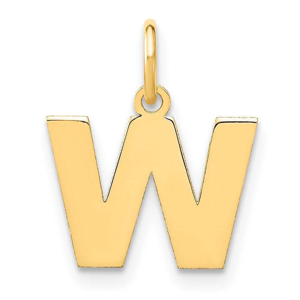 14k Yellow Gold Letter W Initial Pendant for Women