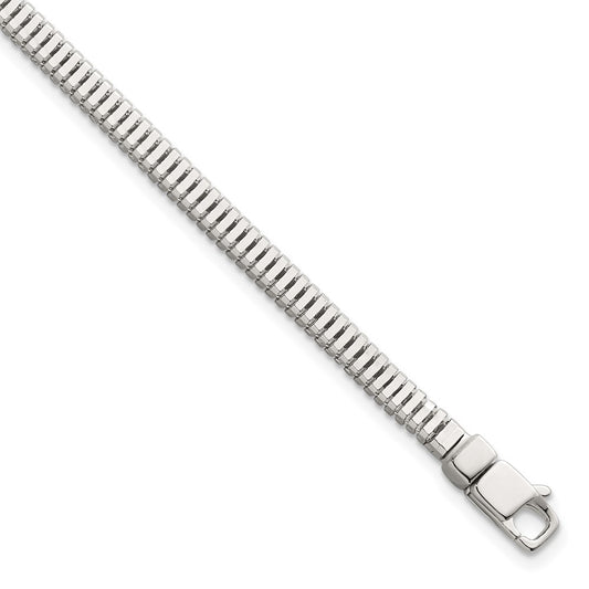 Sterling Silver Polished Fancy 3.5mm Square Snake Link 8 Inch Bracelet