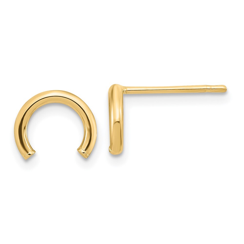14k Yellow Gold Polished U Shape Tube Stud Earrings Gift for Women