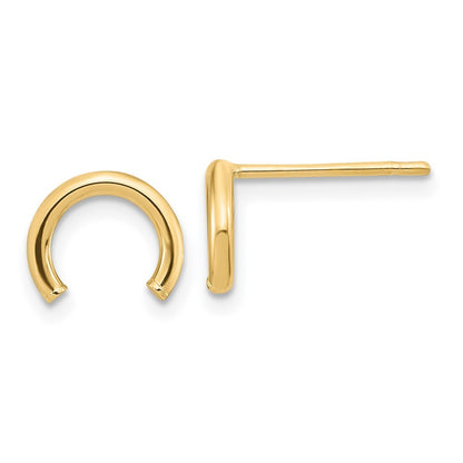 14k Yellow Gold Polished U Shape Tube Stud Earrings Gift for Women