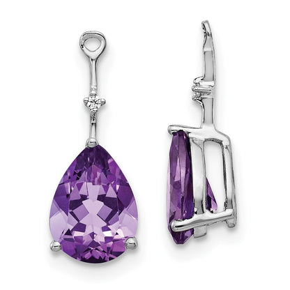 14k White Gold Diamond and Amethyst Earring Jackets Gift for Women
