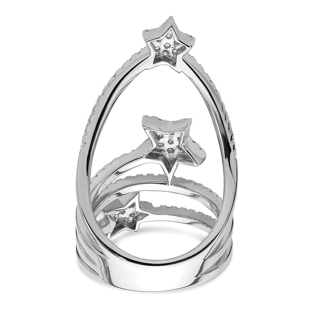 Sterling Silver Rhodium-plated Cubic Zirconia Star Ring Size 8