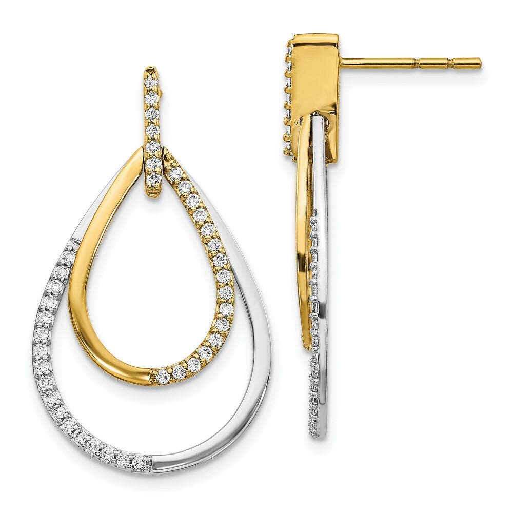 14k Two-tone Gold Diamond Teardrop Drop & Dangle Earrings