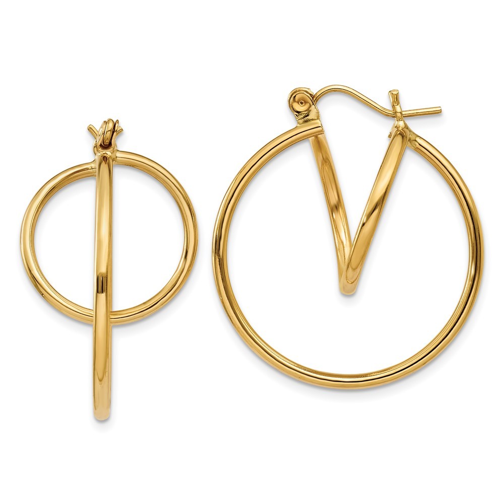 14k Yellow Gold Fashion Circle Hoop Earrings
