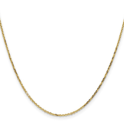 14k Yellow Gold 18 inch 1.4mm Diamond-cut Round Open Link Cable Chain Necklace