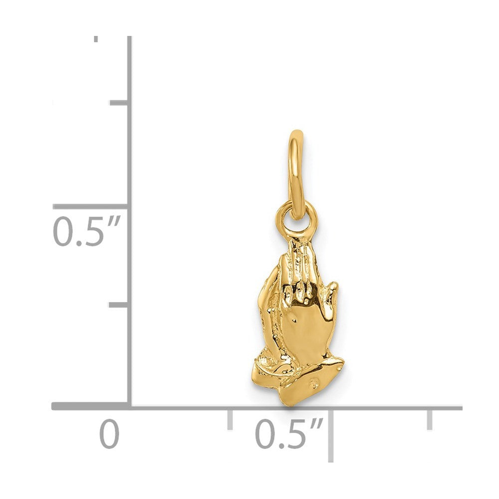 14k Yellow Gold Praying Hands Charm Pendant