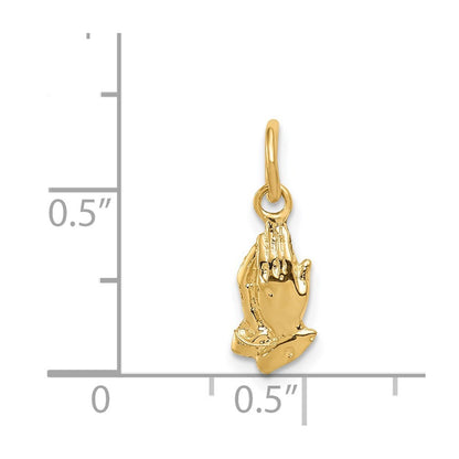 14k Yellow Gold Praying Hands Charm Pendant