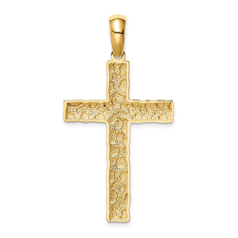 14k Yellow Gold Nugget Cross Pendant