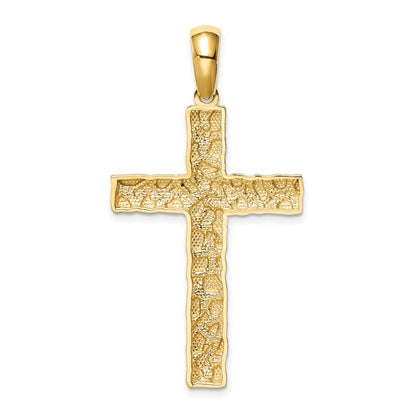 14k Yellow Gold Nugget Cross Pendant