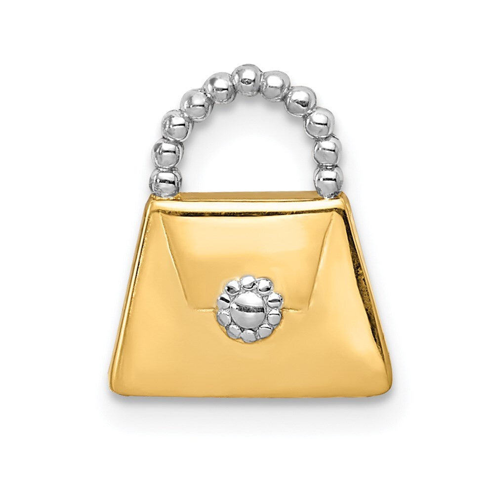 14k Yellow Gold and Rhodium Purse Slide Pendant for Women