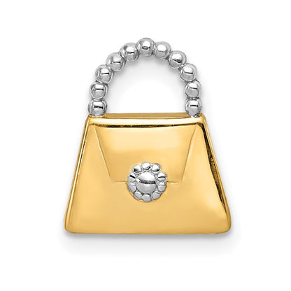 14k Yellow Gold and Rhodium Purse Slide Pendant for Women