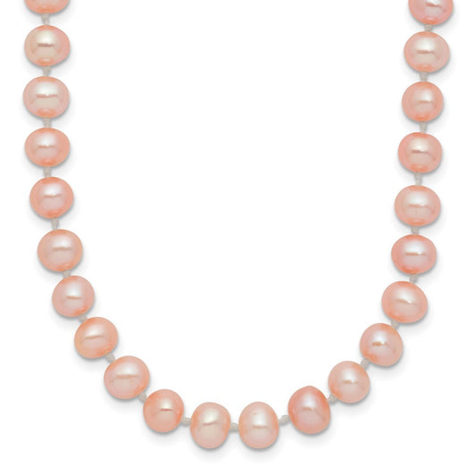 14k Yellow Gold 5-6mm Pink Near-Round Freshwater Cultured Pearl 16 inch Necklace