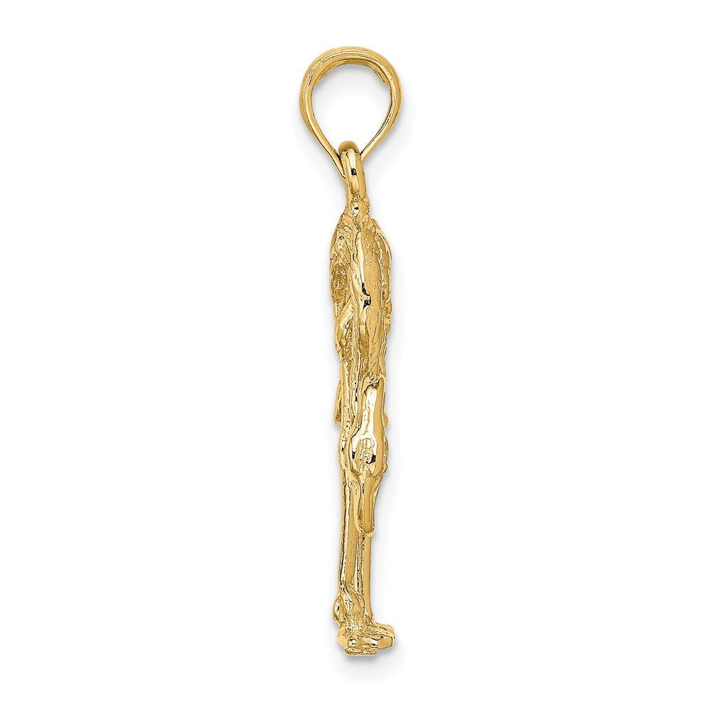 14k Yellow Gold 3-D Textured Flamingo Charm