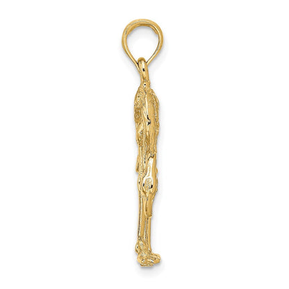 14k Yellow Gold 3-D Textured Flamingo Charm
