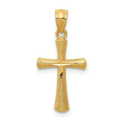 14k Yellow Gold Diamond-cut Cross Pendant for Women