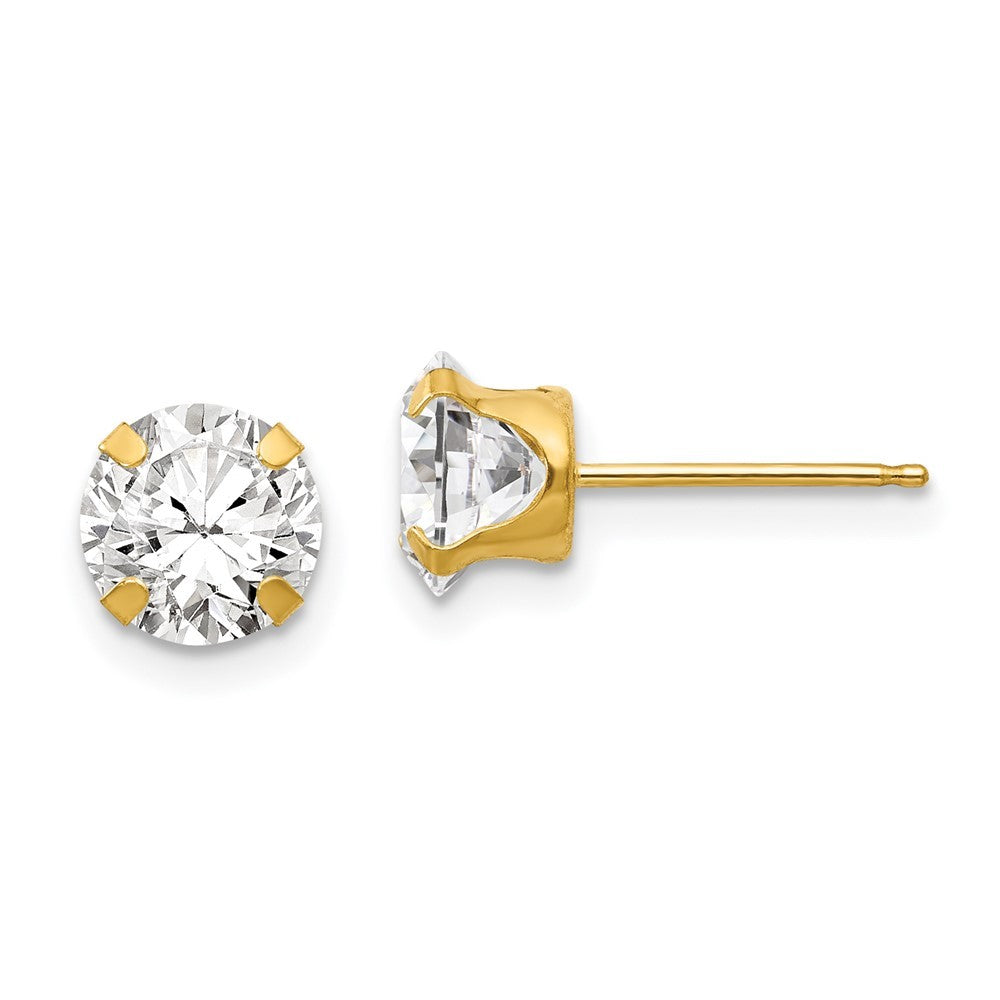 14k Yellow Gold 6.5mm CZ Earrings