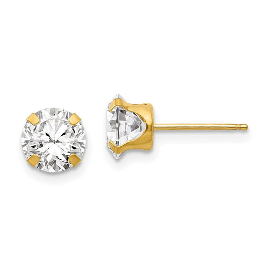 14k Yellow Gold 6.5mm CZ Earrings