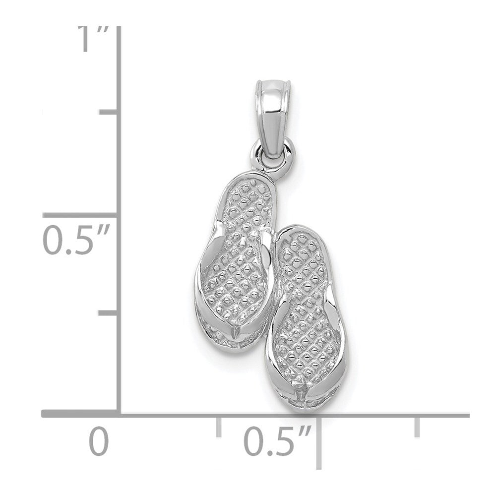 14k White Gold 3D Flip Flops Pendant for Women