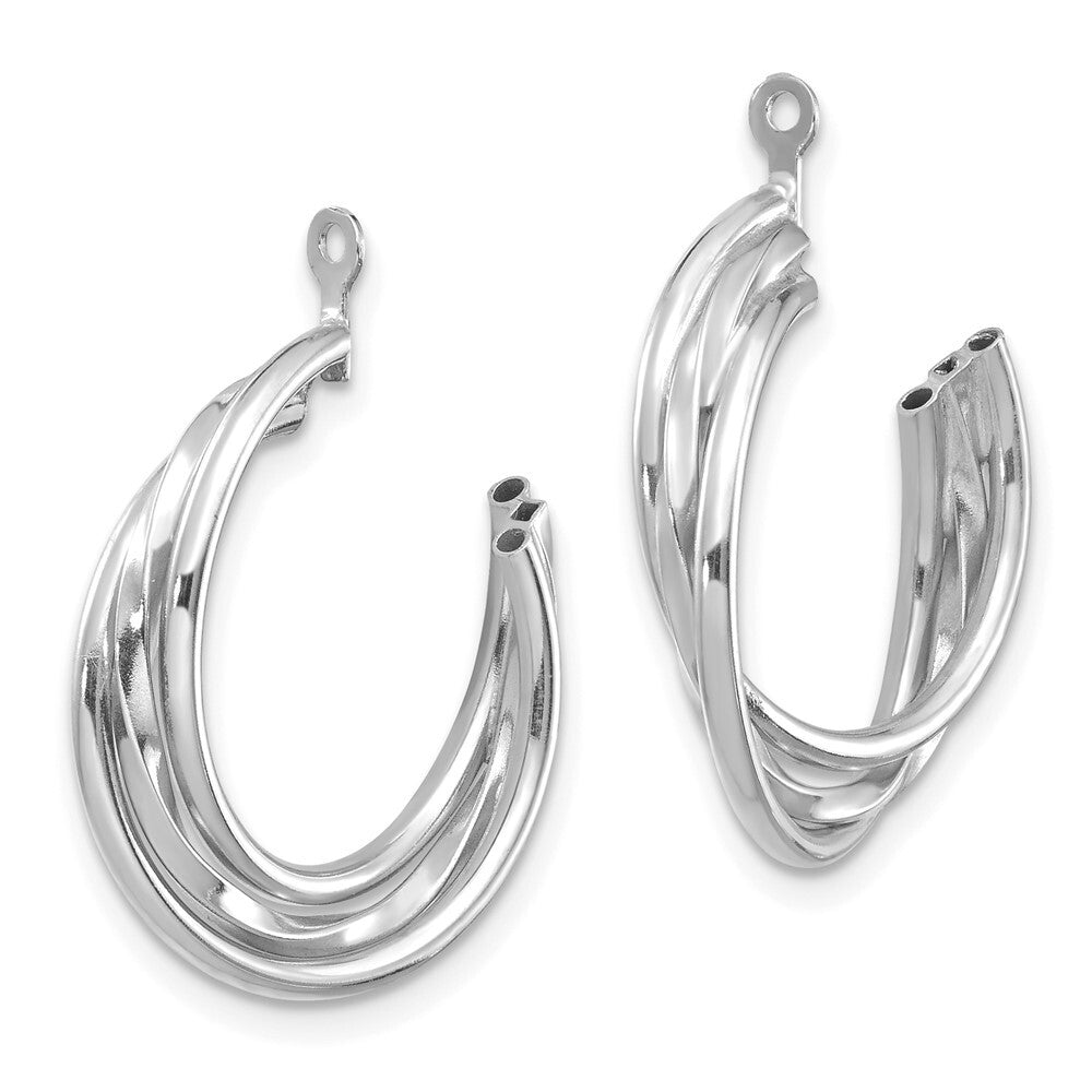 14K White Gold Polished Hoop Earring Jackets Gift for Women