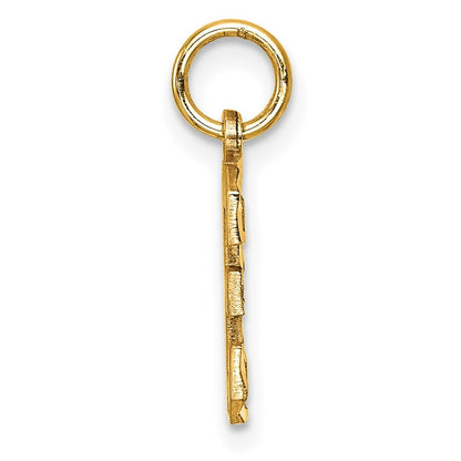 14k Yellow Gold Small Brushed Diamond-cut Number 3 Charm